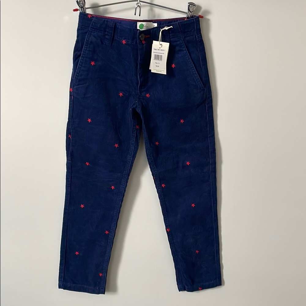 Boden corduroy Blue embroidered red star pants size 7